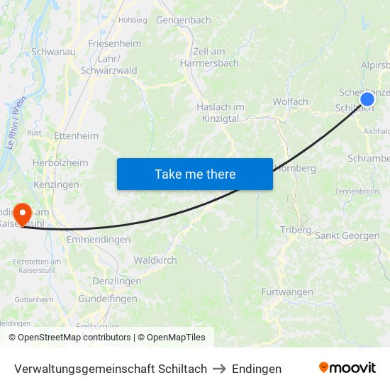 Verwaltungsgemeinschaft Schiltach to Endingen map