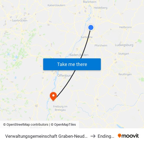 Verwaltungsgemeinschaft Graben-Neudorf to Endingen map