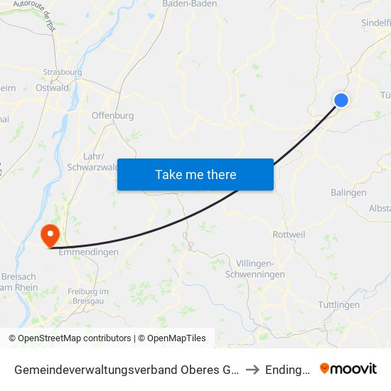 Gemeindeverwaltungsverband Oberes Gäu to Endingen map