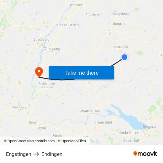 Engstingen to Endingen map