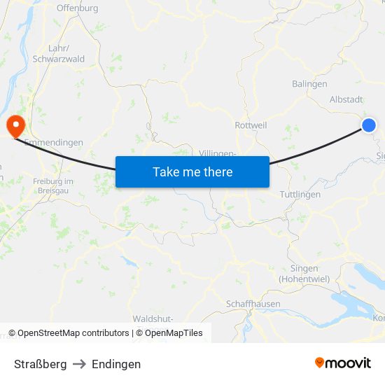 Straßberg to Endingen map