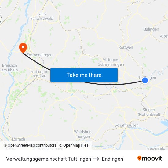 Verwaltungsgemeinschaft Tuttlingen to Endingen map