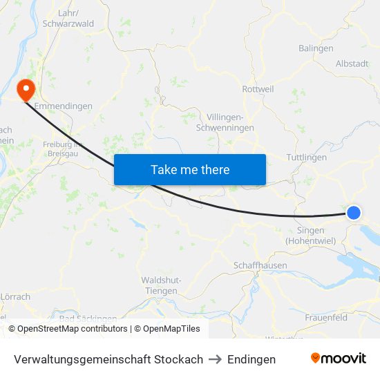 Verwaltungsgemeinschaft Stockach to Endingen map