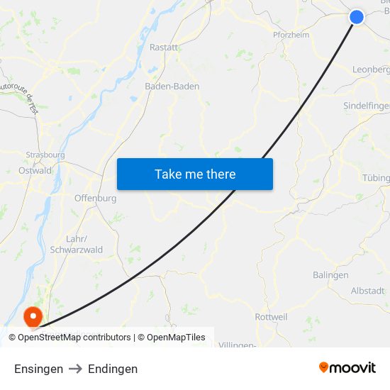 Ensingen to Endingen map