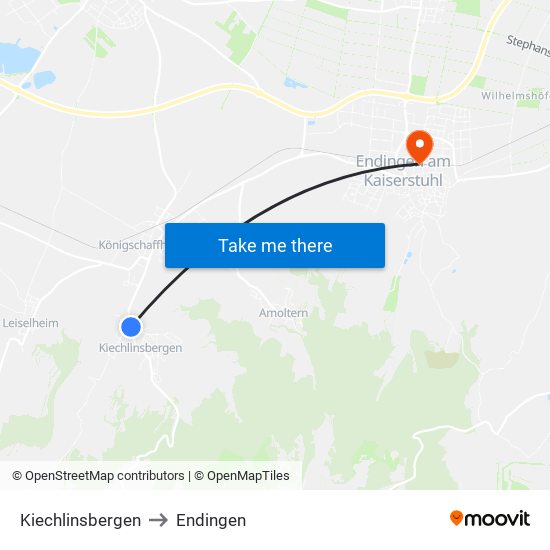 Kiechlinsbergen to Endingen map