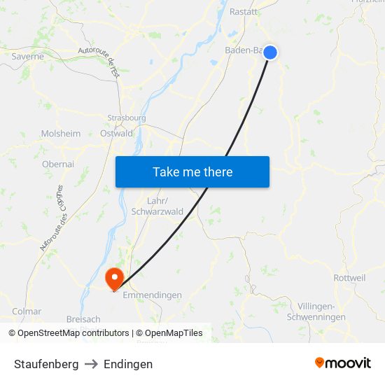 Staufenberg to Endingen map