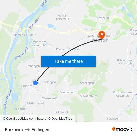 Burkheim to Endingen map