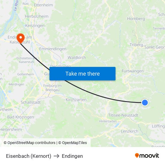 Eisenbach (Kernort) to Endingen map