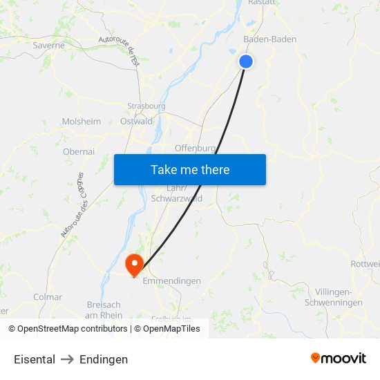 Eisental to Endingen map