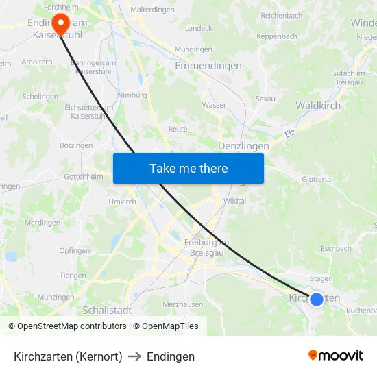 Kirchzarten (Kernort) to Endingen map