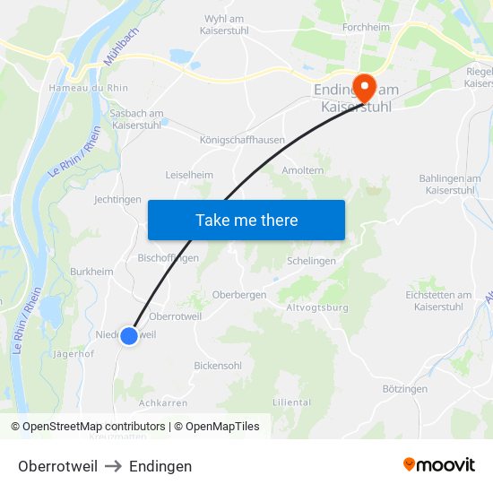 Oberrotweil to Endingen map