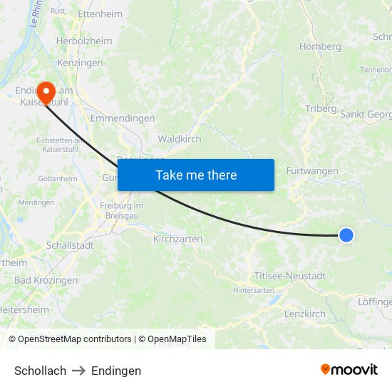 Schollach to Endingen map