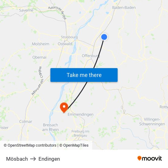 Mösbach to Endingen map