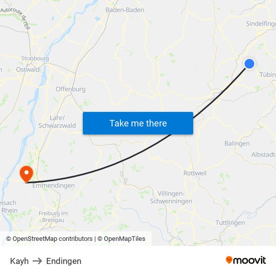 Kayh to Endingen map