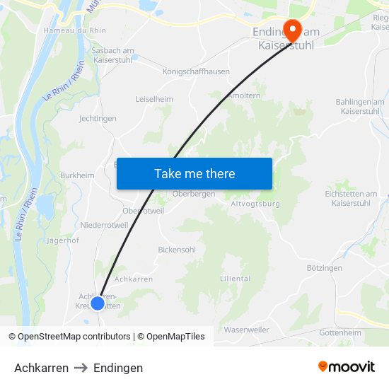 Achkarren to Endingen map