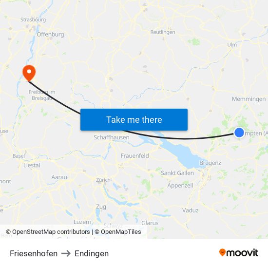 Friesenhofen to Endingen map