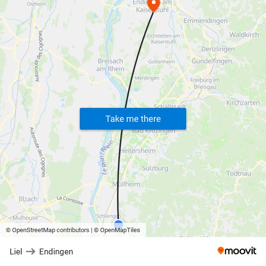 Liel to Endingen map