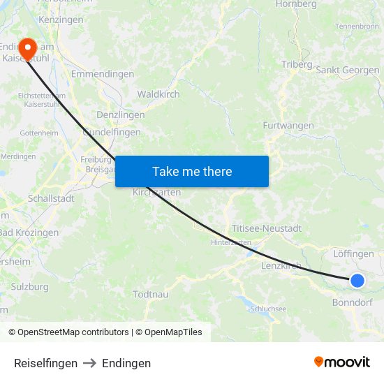 Reiselfingen to Endingen map