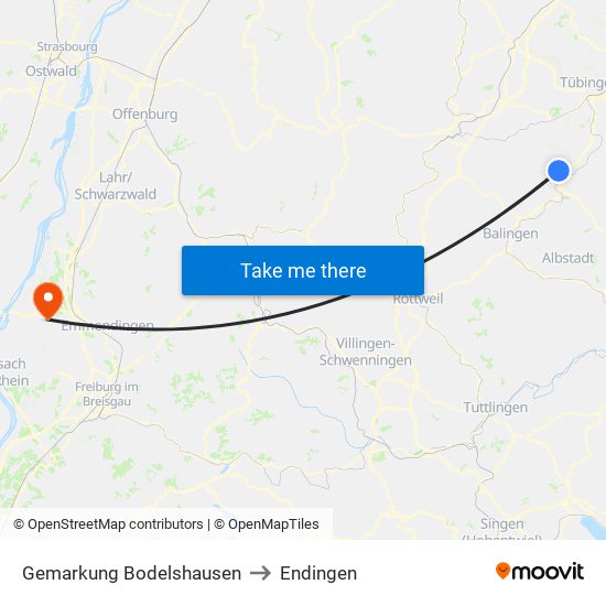 Gemarkung Bodelshausen to Endingen map