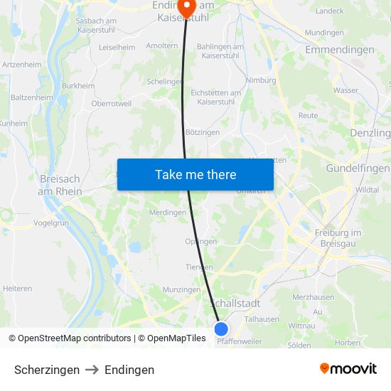 Scherzingen to Endingen map