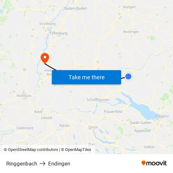 Ringgenbach to Endingen map