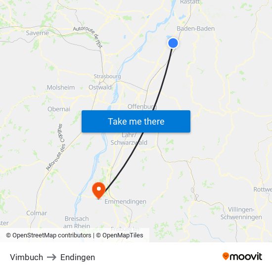 Vimbuch to Endingen map