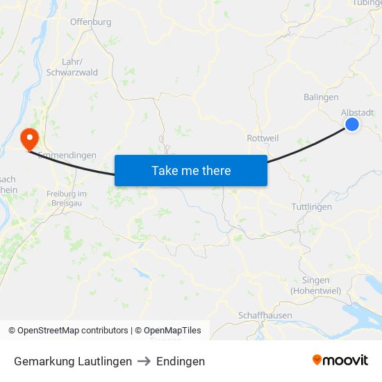 Gemarkung Lautlingen to Endingen map