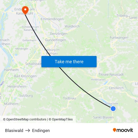 Blasiwald to Endingen map