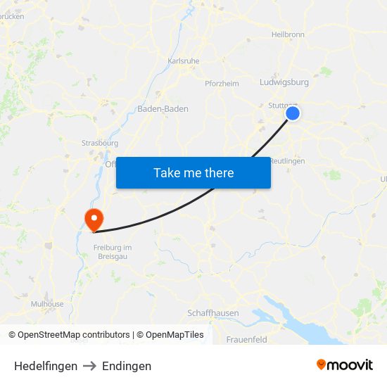 Hedelfingen to Endingen map