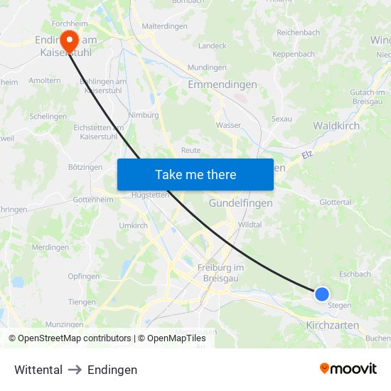 Wittental to Endingen map