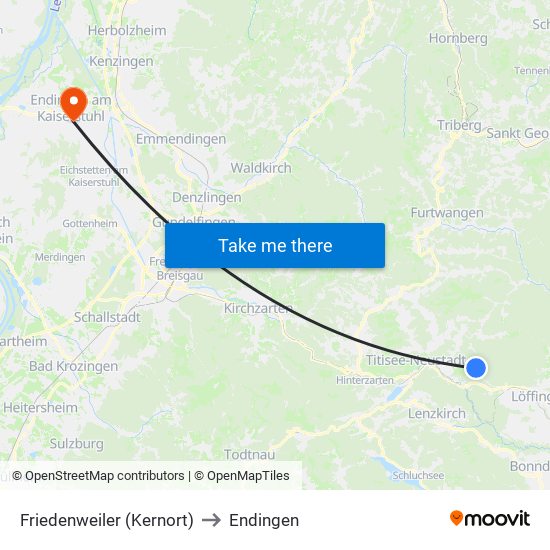 Friedenweiler (Kernort) to Endingen map