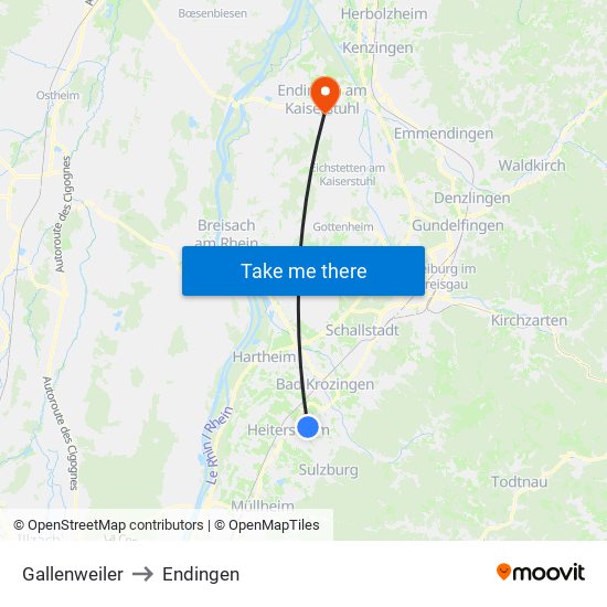 Gallenweiler to Endingen map