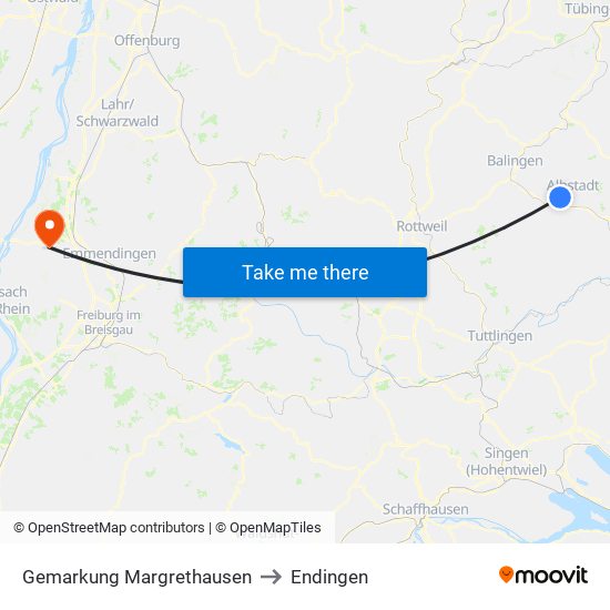 Gemarkung Margrethausen to Endingen map