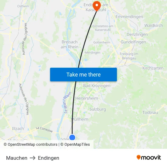 Mauchen to Endingen map