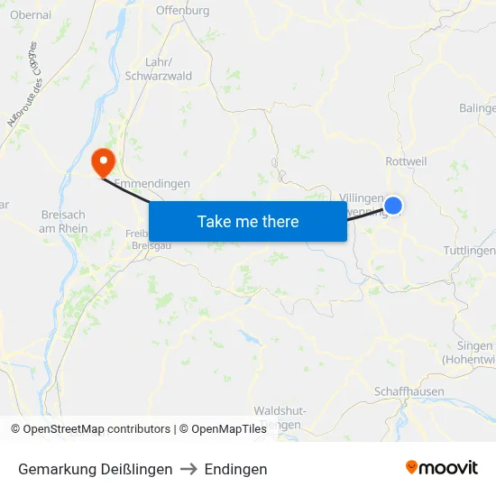 Gemarkung Deißlingen to Endingen map
