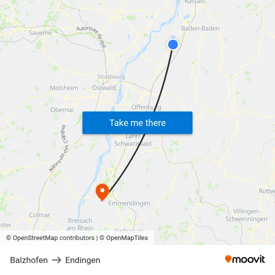 Balzhofen to Endingen map