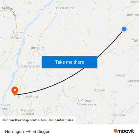 Nufringen to Endingen map