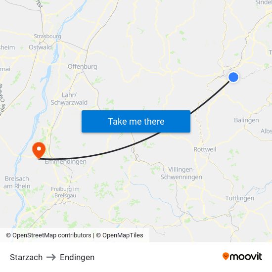 Starzach to Endingen map