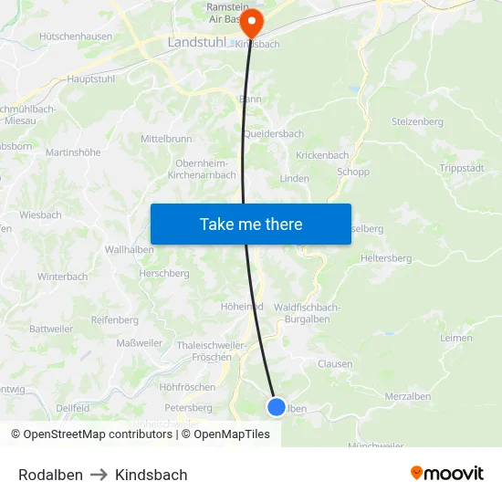Rodalben to Kindsbach map