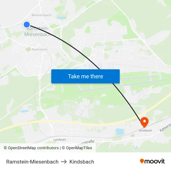 Ramstein-Miesenbach to Kindsbach map