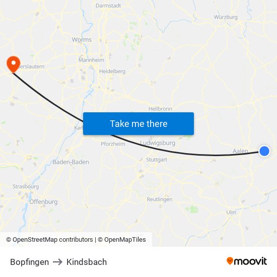 Bopfingen to Kindsbach map