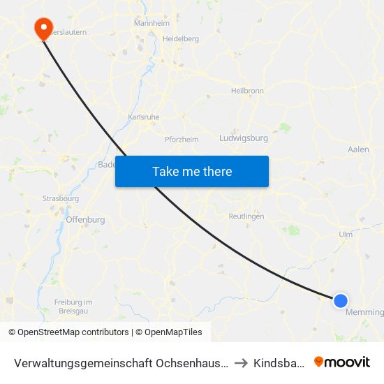 Verwaltungsgemeinschaft Ochsenhausen to Kindsbach map