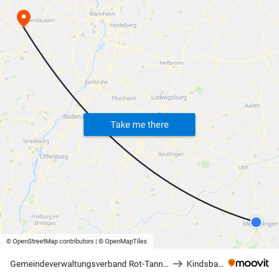 Gemeindeverwaltungsverband Rot-Tannheim to Kindsbach map