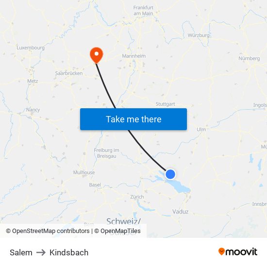 Salem to Kindsbach map