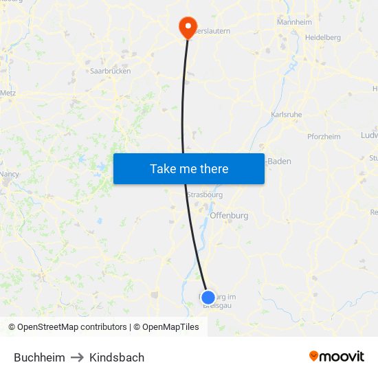 Buchheim to Kindsbach map