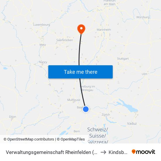 Verwaltungsgemeinschaft Rheinfelden (Baden) to Kindsbach map