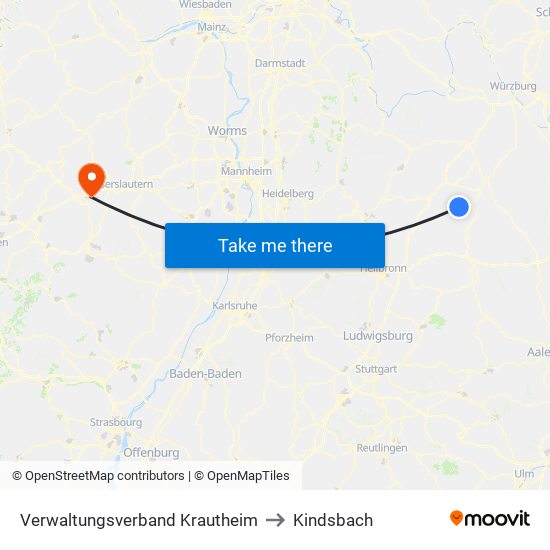 Verwaltungsverband Krautheim to Kindsbach map