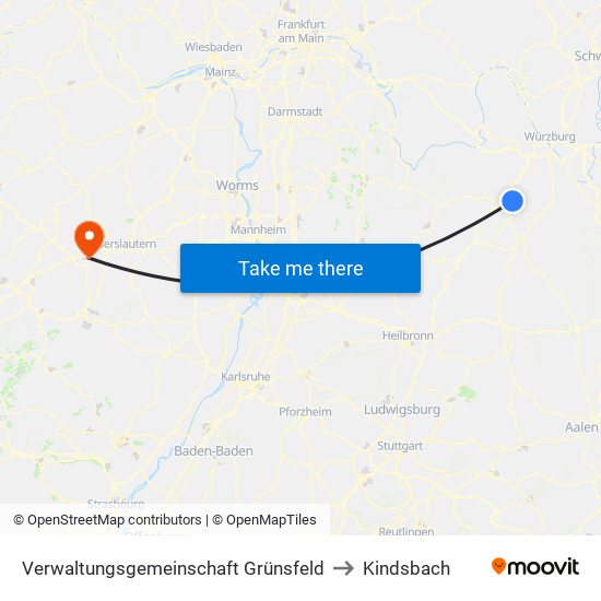 Verwaltungsgemeinschaft Grünsfeld to Kindsbach map