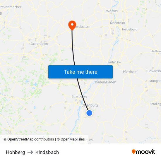 Hohberg to Kindsbach map