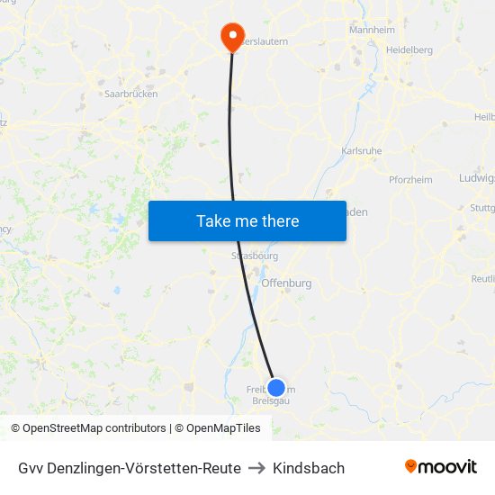 Gvv Denzlingen-Vörstetten-Reute to Kindsbach map